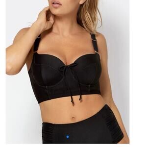 Long Lined Underwire Bikini Top | Black Hue 42D